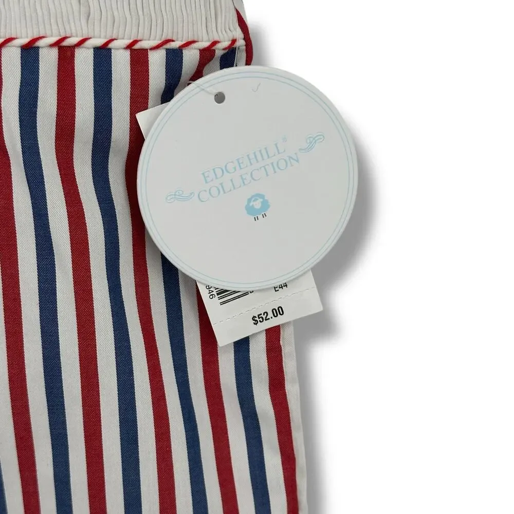 Edgehill Collection Patriotic USA Flag Embroidered Smocked Romper Boys Sz 3 Mos